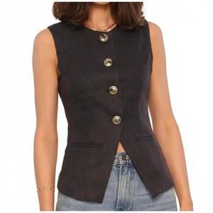 NEW HEARTLOOM emerson vest in black linen